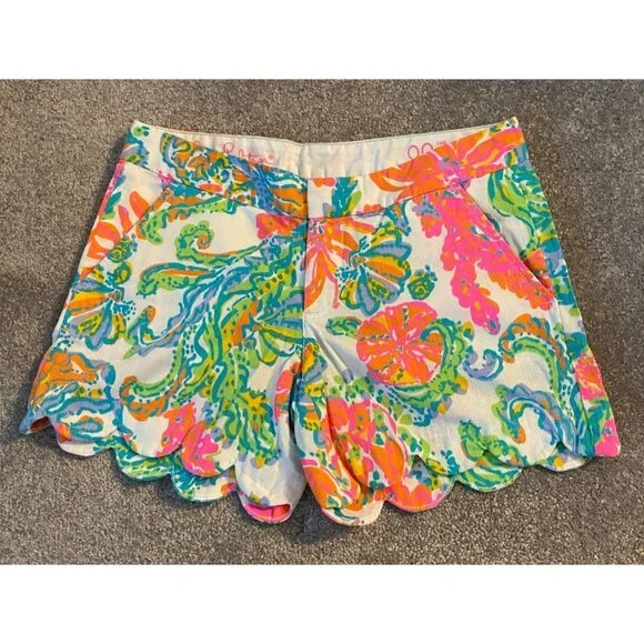 Lilly Pulitzer The Buttercup Short Multicolor Scalloped Hem Size 00 - Picture 1 of 9